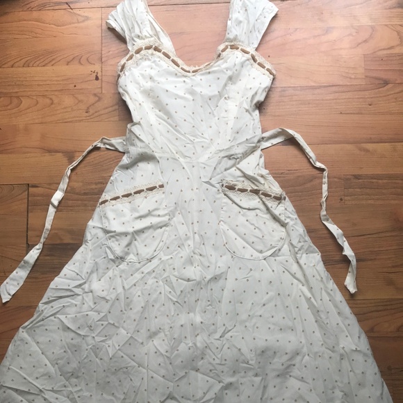 Spiritex Organic Tie Sundress Dotted Swiss Pockets - Picture 1 of 6